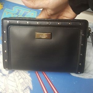 kate spade wristlet black with gold studs